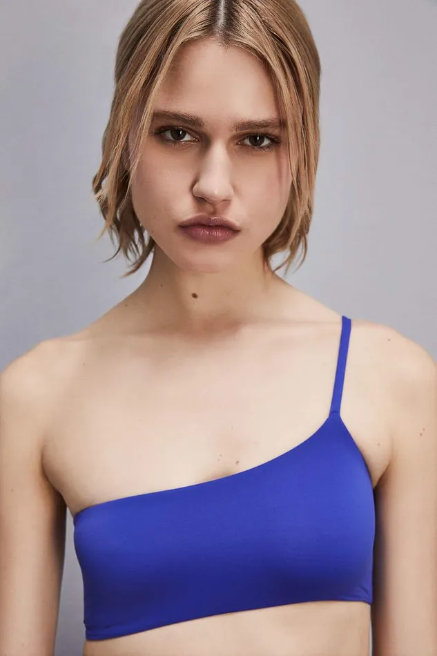 Patrizia Pepe Oneshoulder Bikini Top Light Blue Blue Wave Apparel Beachwear