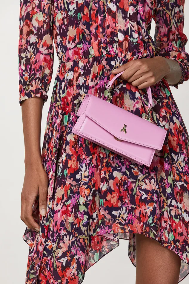 Patrizia Pepe Pink Leather Fly Bamby Bag Virtual Mauve Bags Handbags