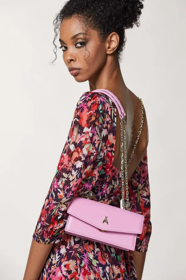 Patrizia Pepe Pink Leather Fly Bamby Bag Virtual Mauve Bags Handbags