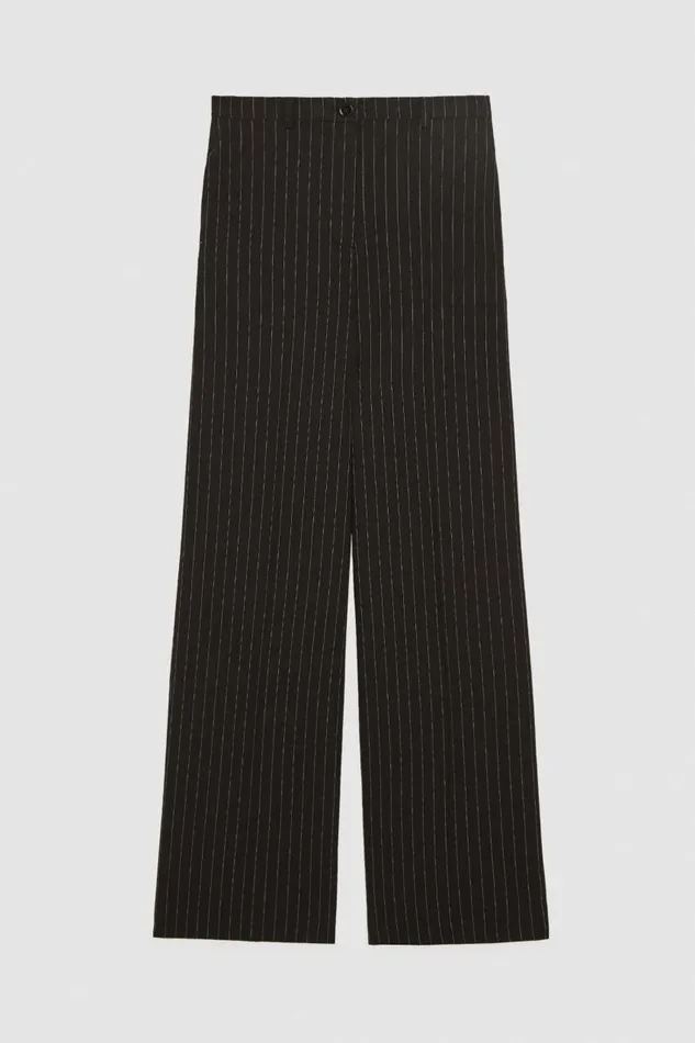 Patrizia Pepe Pinstripe Flannel Pants Black Black Stripes Apparel Palazzo