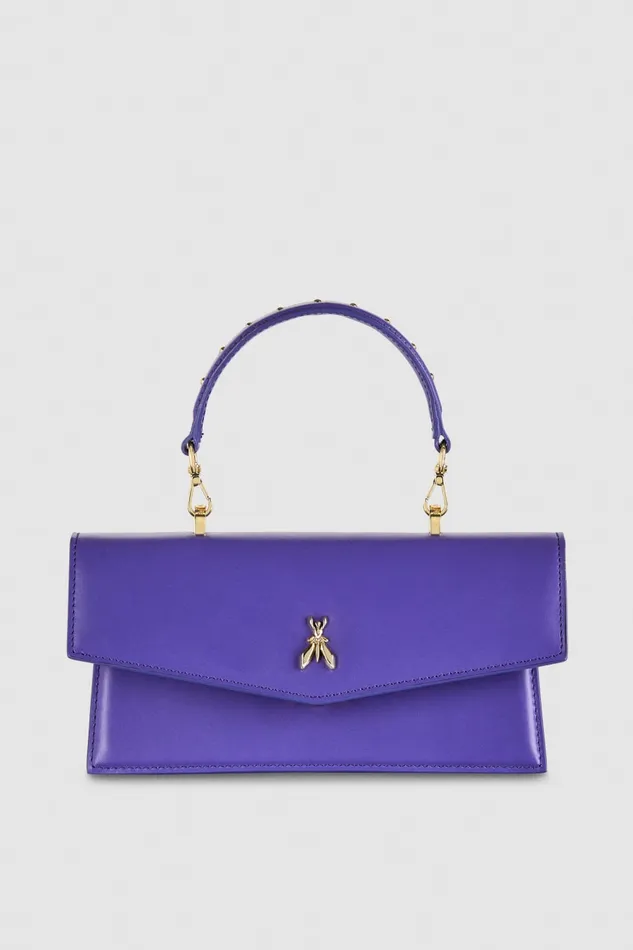 Patrizia Pepe Purple Leather Flapover Crossbody Bag Ultra Violet Bags Crossbodys