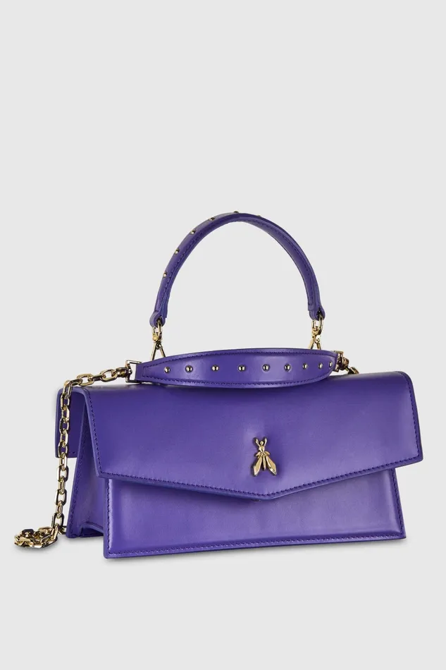 Patrizia Pepe Purple Leather Flapover Crossbody Bag Ultra Violet Bags Crossbodys