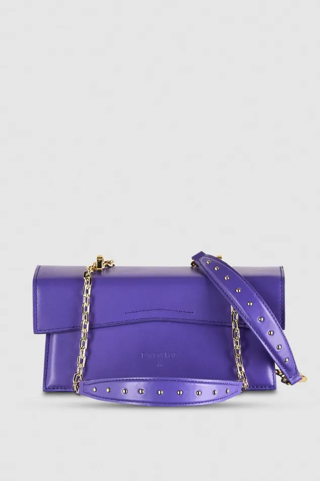 Patrizia Pepe Purple Leather Flapover Crossbody Bag Ultra Violet Bags Crossbodys