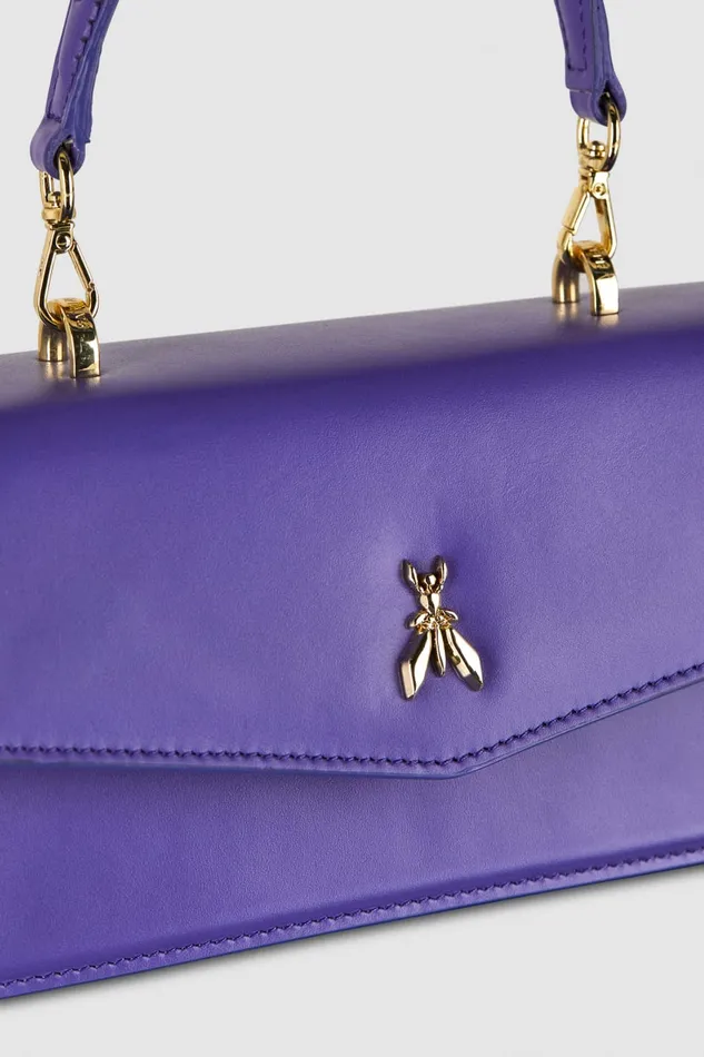 Patrizia Pepe Purple Leather Flapover Crossbody Bag Ultra Violet Bags Crossbodys