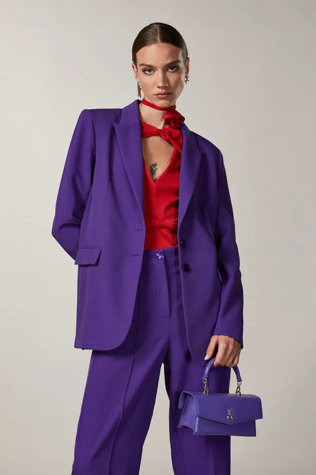 Patrizia Pepe Purple Leather Flapover Crossbody Bag Ultra Violet Bags Crossbodys
