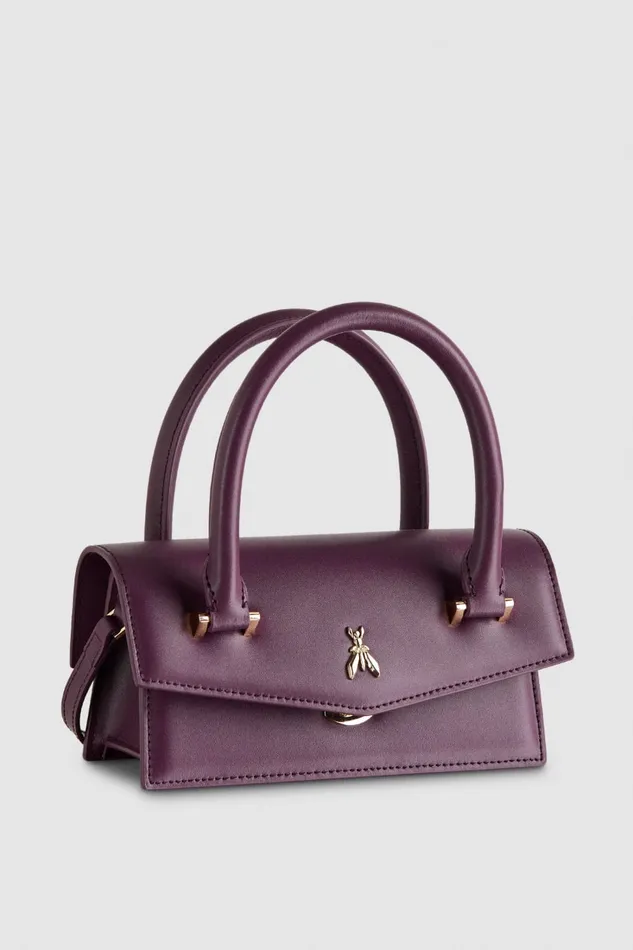 Patrizia Pepe Purple Leather Fly Bamby Bag With Strap Futuristic Purple Bags Handbags