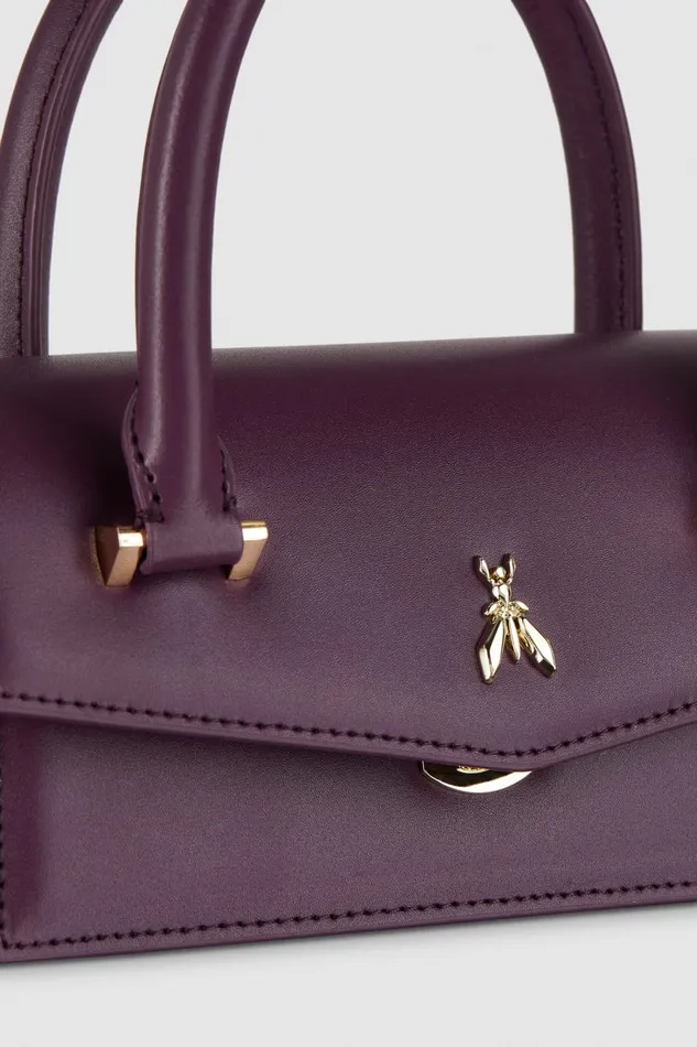 Patrizia Pepe Purple Leather Fly Bamby Bag With Strap Futuristic Purple Bags Handbags