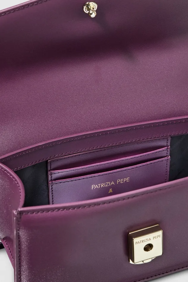 Patrizia Pepe Purple Leather Fly Bamby Bag With Strap Futuristic Purple Bags Handbags