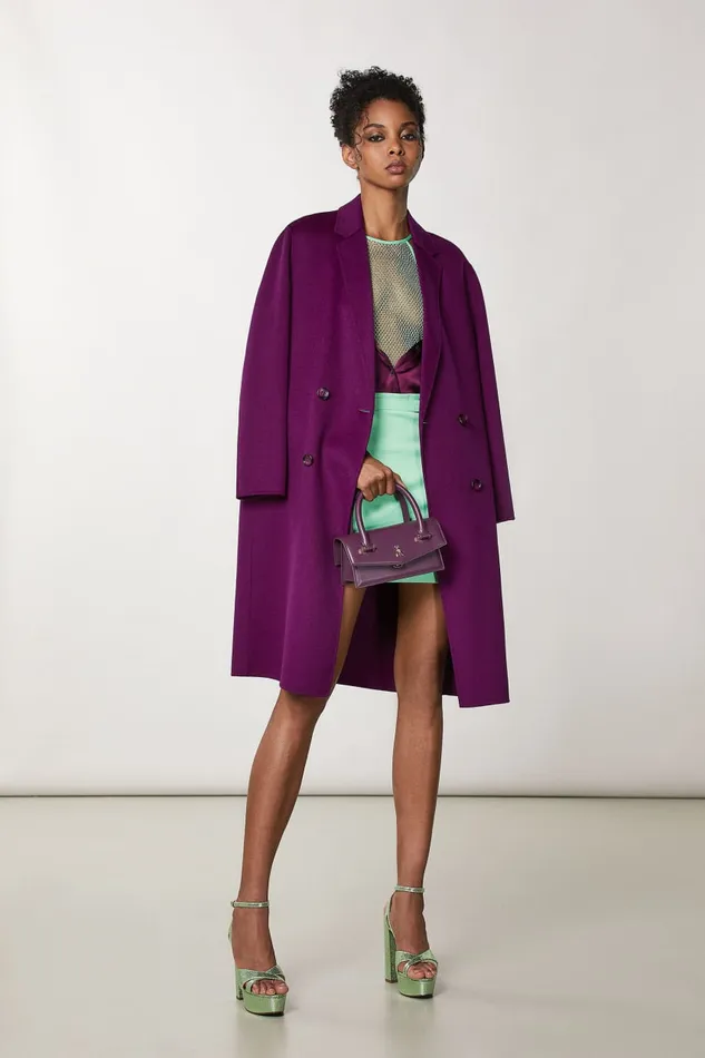 Patrizia Pepe Purple Leather Fly Bamby Bag With Strap Futuristic Purple Bags Handbags