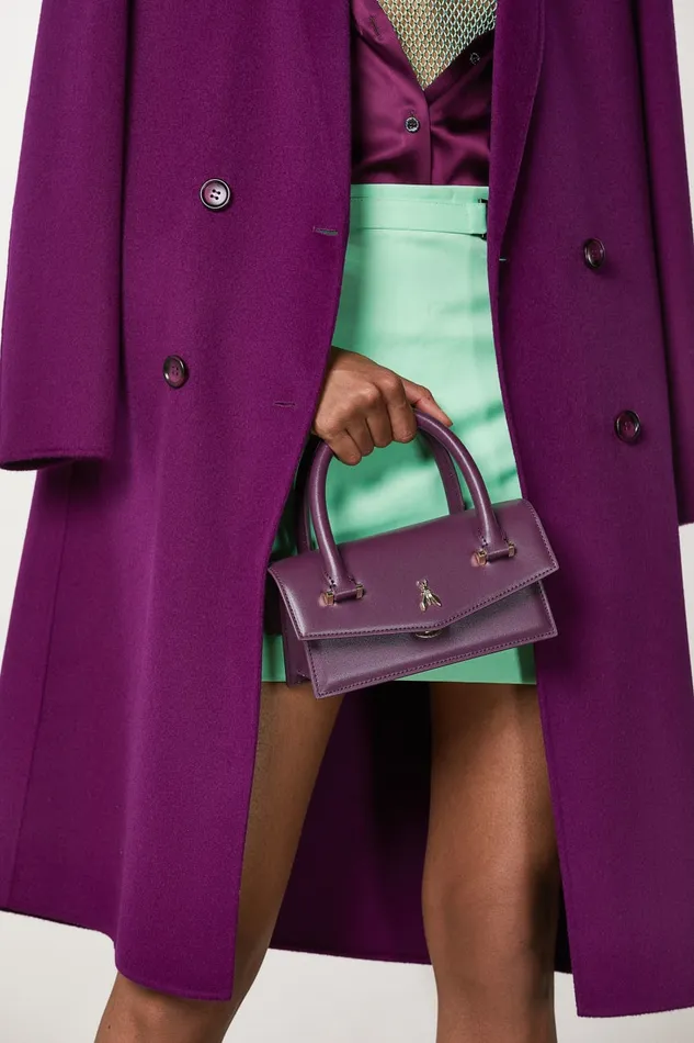 Patrizia Pepe Purple Leather Fly Bamby Bag With Strap Futuristic Purple Bags Handbags