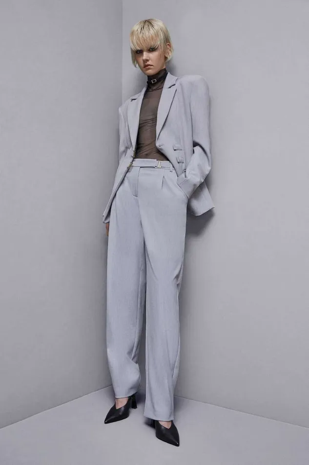 Patrizia Pepe Regular Fit Viscose Pants Grey Grigio Chiaro Mel Apparel Straight Cut