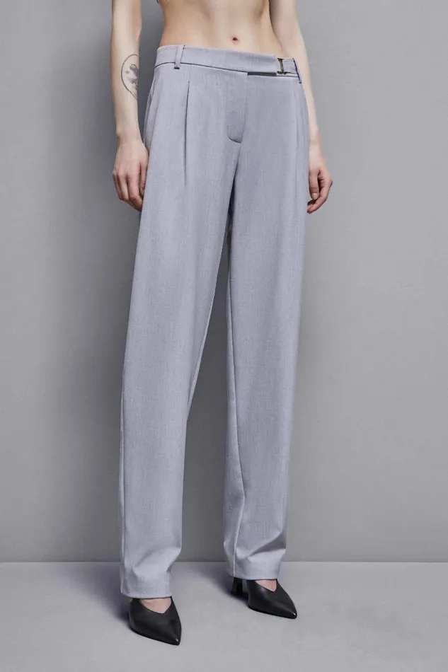 Patrizia Pepe Regular Fit Viscose Pants Grey Grigio Chiaro Mel Apparel Straight Cut