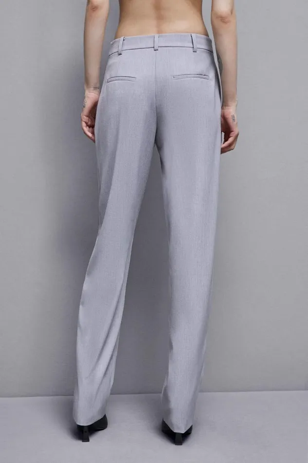 Patrizia Pepe Regular Fit Viscose Pants Grey Grigio Chiaro Mel Apparel Straight Cut