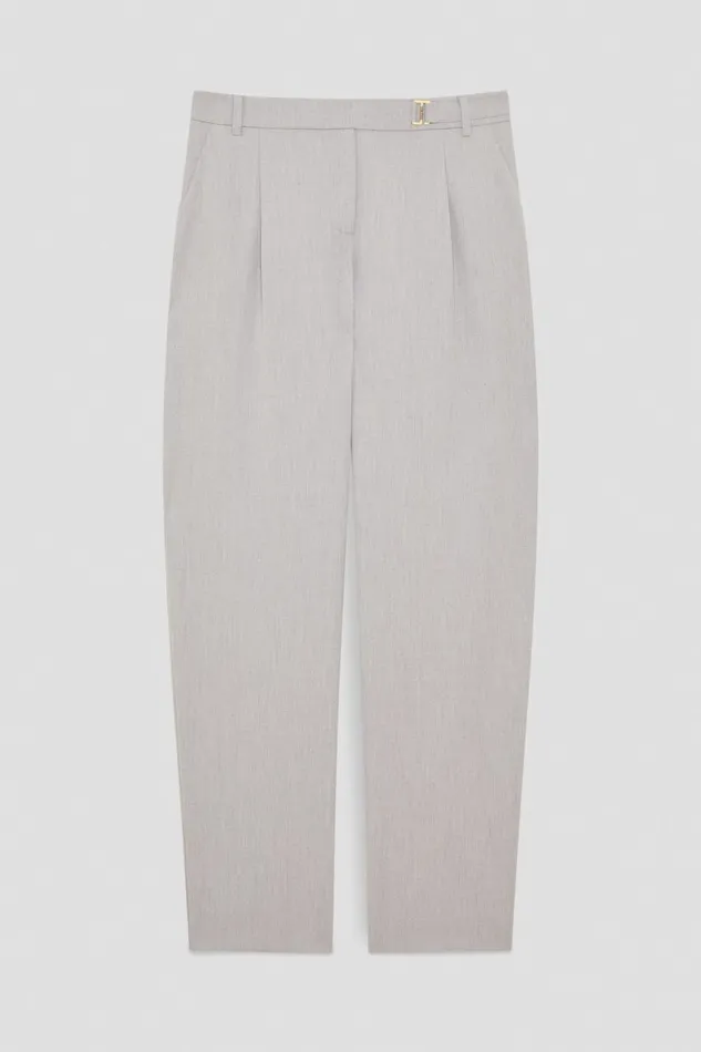 Patrizia Pepe Regular Fit Viscose Pants Grey Grigio Chiaro Mel Apparel Straight Cut