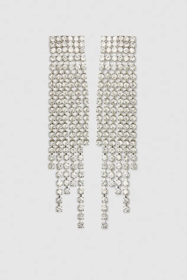 Patrizia Pepe Rhinestone Earrings Silver Crystal Strass Accessories