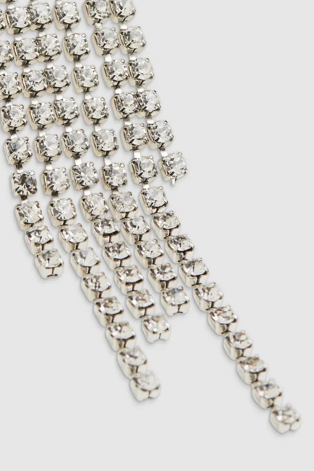 Patrizia Pepe Rhinestone Earrings Silver Crystal Strass Accessories
