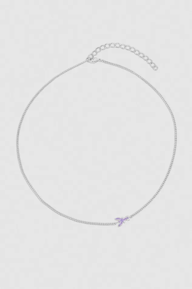 Patrizia Pepe Rhinestone Necklace Pink Shiny Lilac Accessories