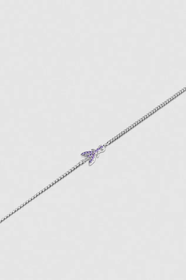 Patrizia Pepe Rhinestone Necklace Pink Shiny Lilac Accessories