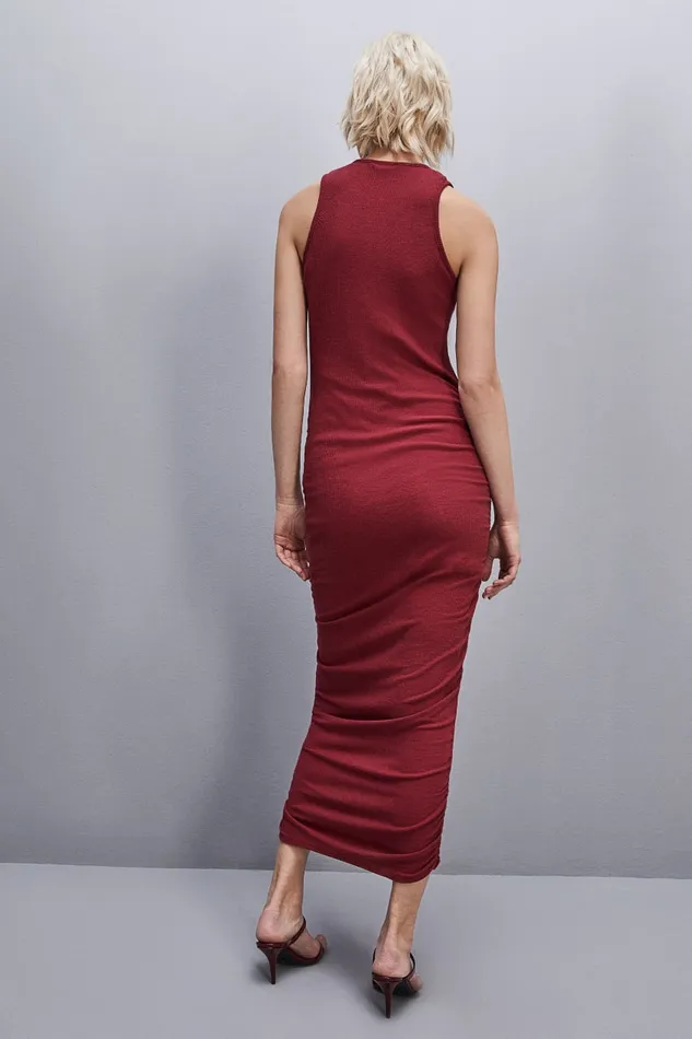 Patrizia Pepe Ribbed Viscose Dress Red Cherry Bomb Apparel Long