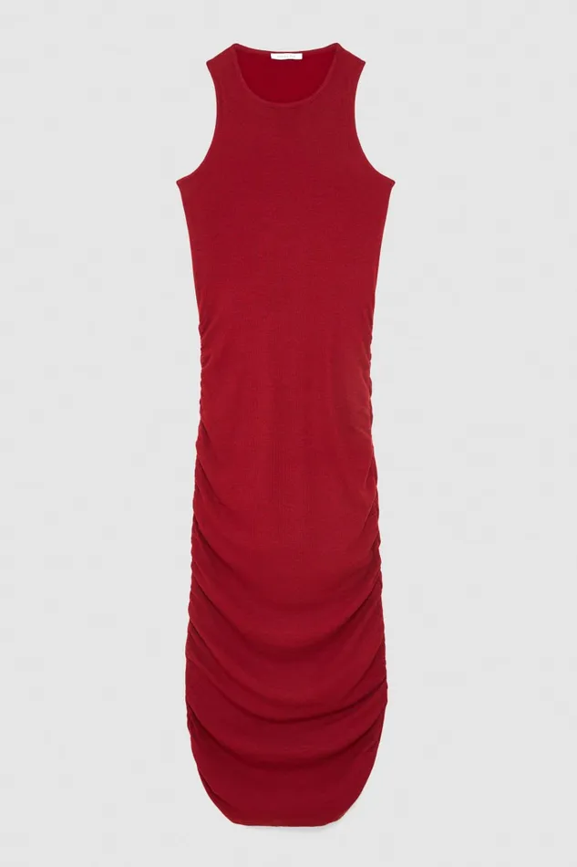 Patrizia Pepe Ribbed Viscose Dress Red Cherry Bomb Apparel Long