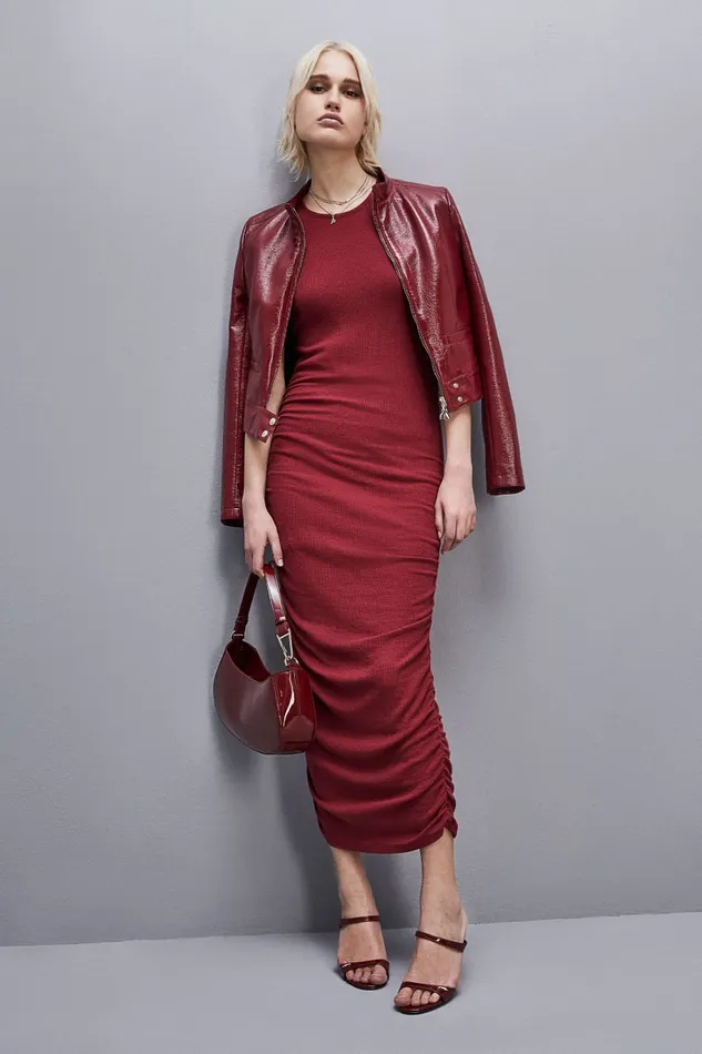 Patrizia Pepe Ribbed Viscose Dress Red Cherry Bomb Apparel Long