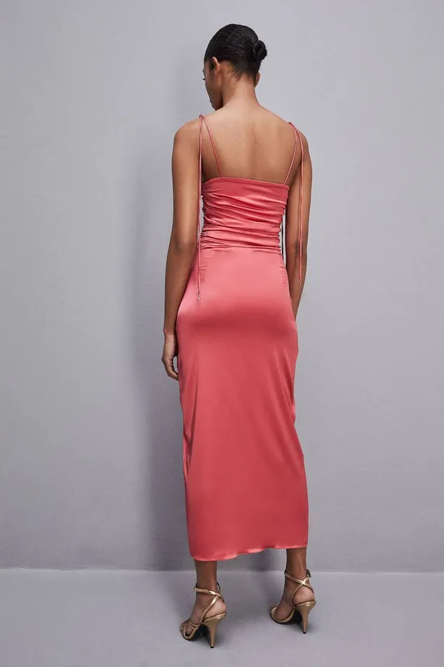 Patrizia Pepe Satin Midi Dress Pink Hybrid Rose Apparel Midi
