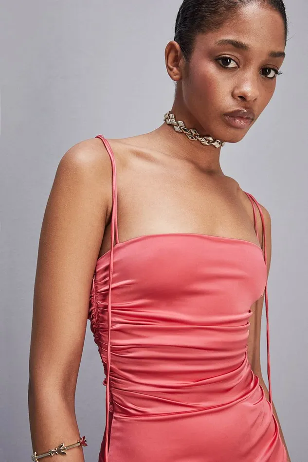 Patrizia Pepe Satin Midi Dress Pink Hybrid Rose Apparel Midi