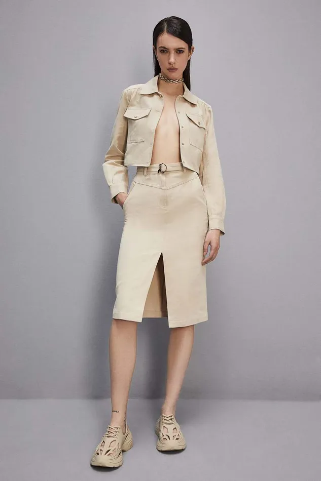Patrizia Pepe Shirt Dress With Cutout Beige Desert Beige Apparel Midi