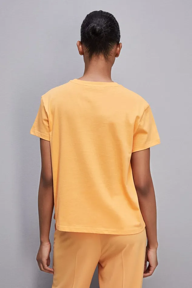 Patrizia Pepe Shortsleeved Tshirt With Logo In Organic Cotton Orange Orange Sorbet Apparel TShirts