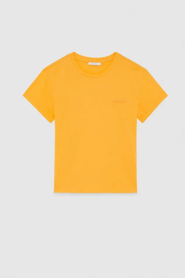 Patrizia Pepe Shortsleeved Tshirt With Logo In Organic Cotton Orange Orange Sorbet Apparel TShirts