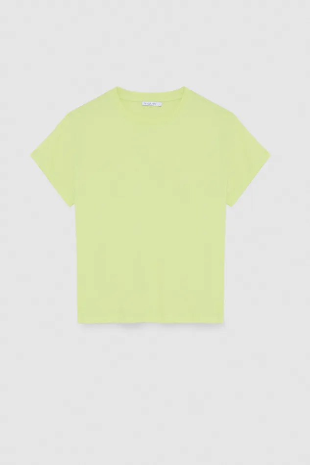 Patrizia Pepe Shortsleeved Tshirt With Logo In Organic Cotton Yellow Sunny Lime Apparel TShirts