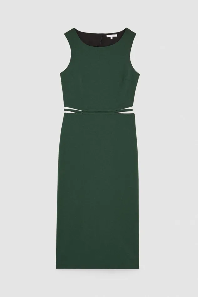Patrizia Pepe Stretch Crew Neck Sleeveless Midi Dress Green Tuscany Green Apparel Midi