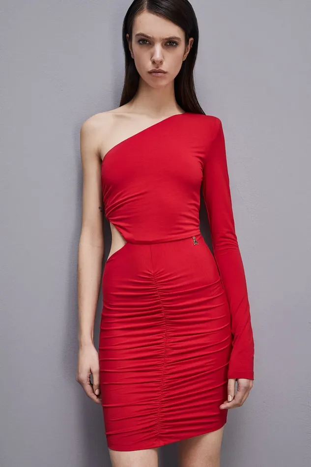 Patrizia Pepe Stretch Jersey Dress Red Red Heart Apparel Mini