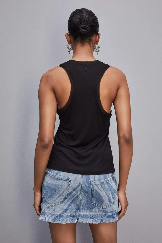 Patrizia Pepe Super Light Modal Jersey Top Black Nero Apparel Tops