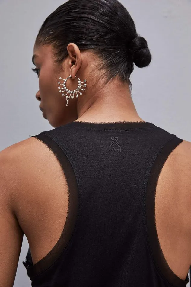 Patrizia Pepe Super Light Modal Jersey Top Black Nero Apparel Tops