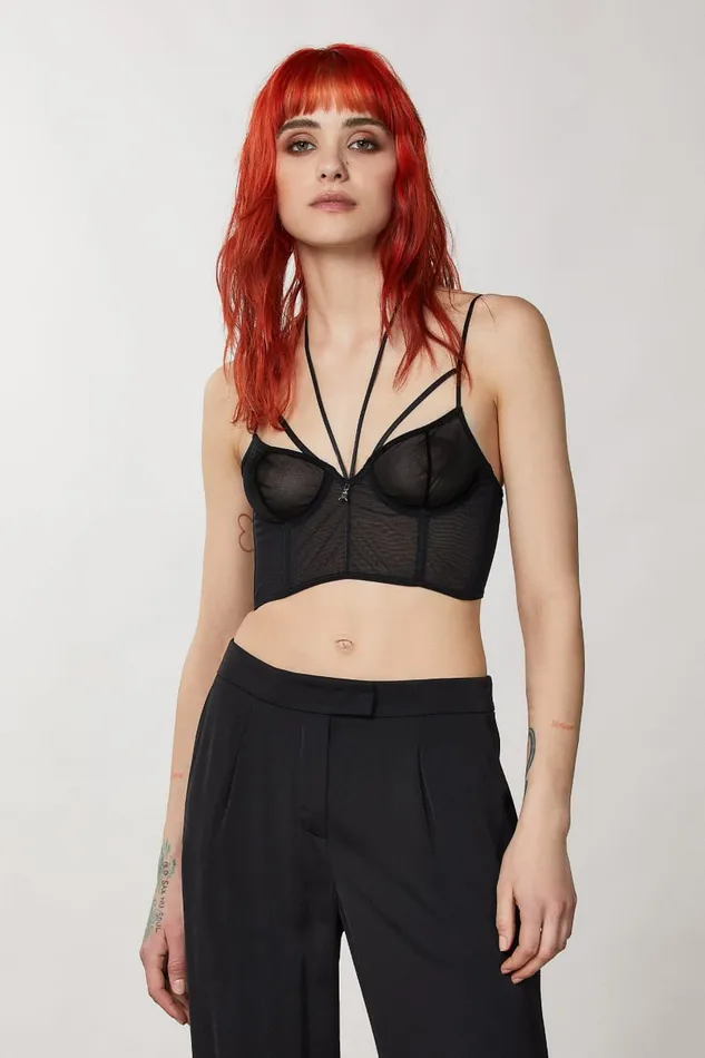 Patrizia Pepe Tulle Bralette Black Nero Apparel Lingerie