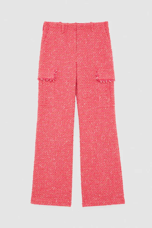 Patrizia Pepe Tweed Cargo Pants Red Hybrid Rose Tweed Apparel Straight Cut