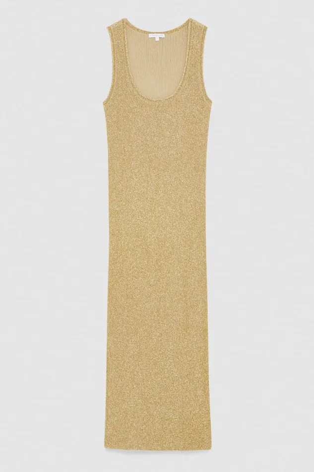Patrizia Pepe Twotone Lurex Dress Gold Golddesert Beige Apparel Midi
