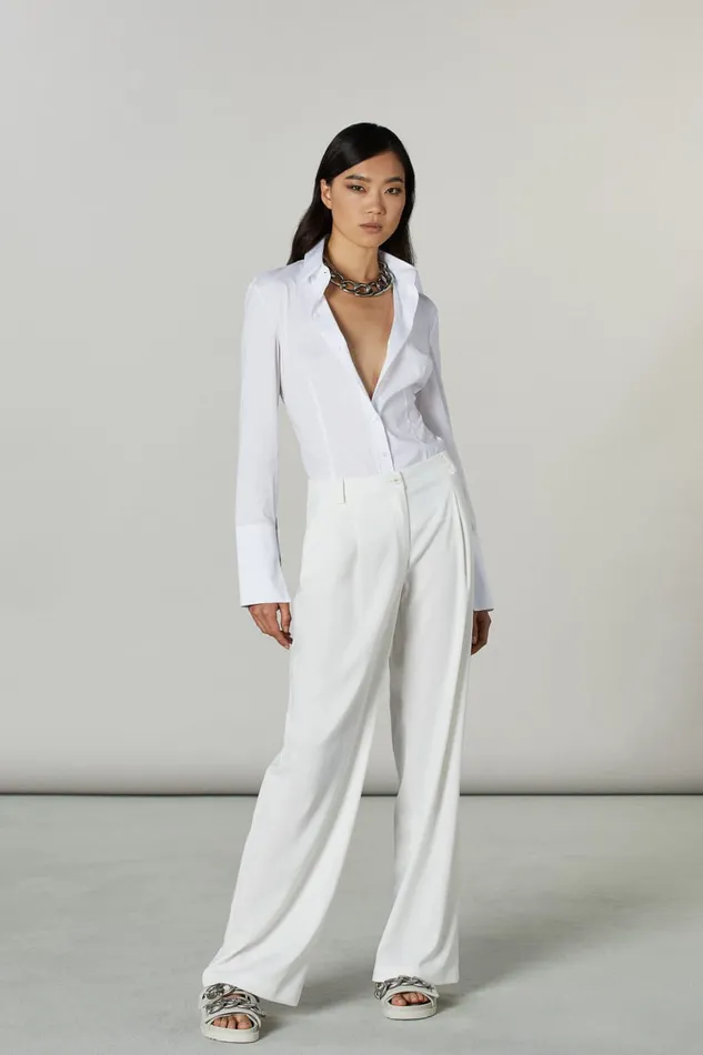Patrizia Pepe White Long Sleeved Shirt Bianco Ottico Apparel Shirts