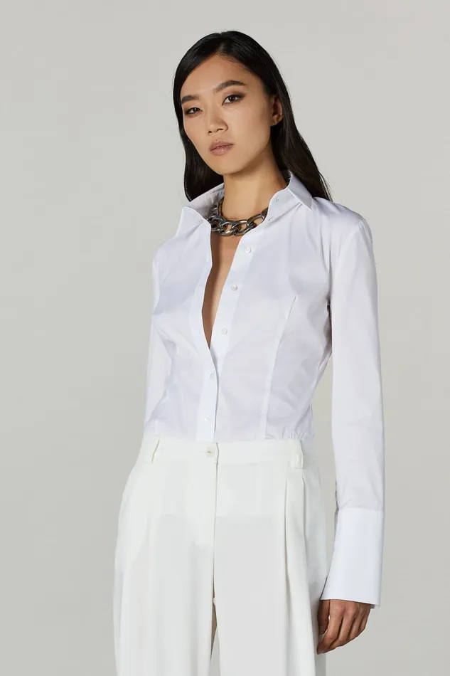 Patrizia Pepe White Long Sleeved Shirt Bianco Ottico Apparel Shirts