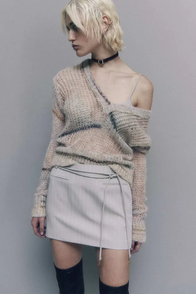 Patrizia Pepe Wool Blend Mesh Sweater Utopia Degradeapos Apparel Sweaters