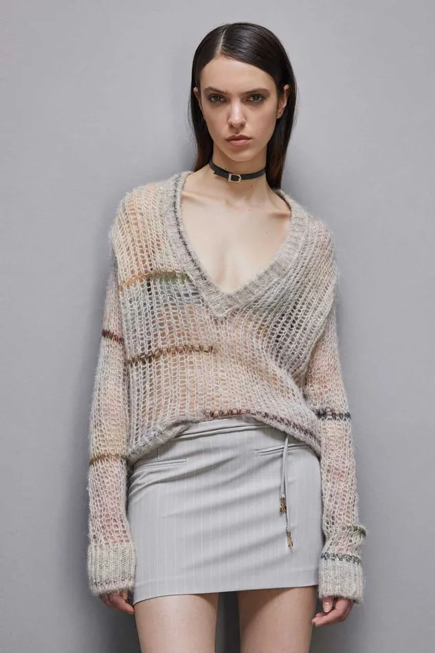 Patrizia Pepe Wool Blend Mesh Sweater Utopia Degradeapos Apparel Sweaters