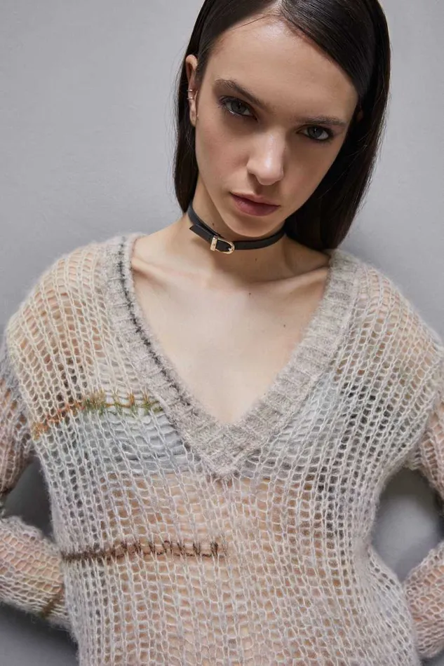 Patrizia Pepe Wool Blend Mesh Sweater Utopia Degradeapos Apparel Sweaters