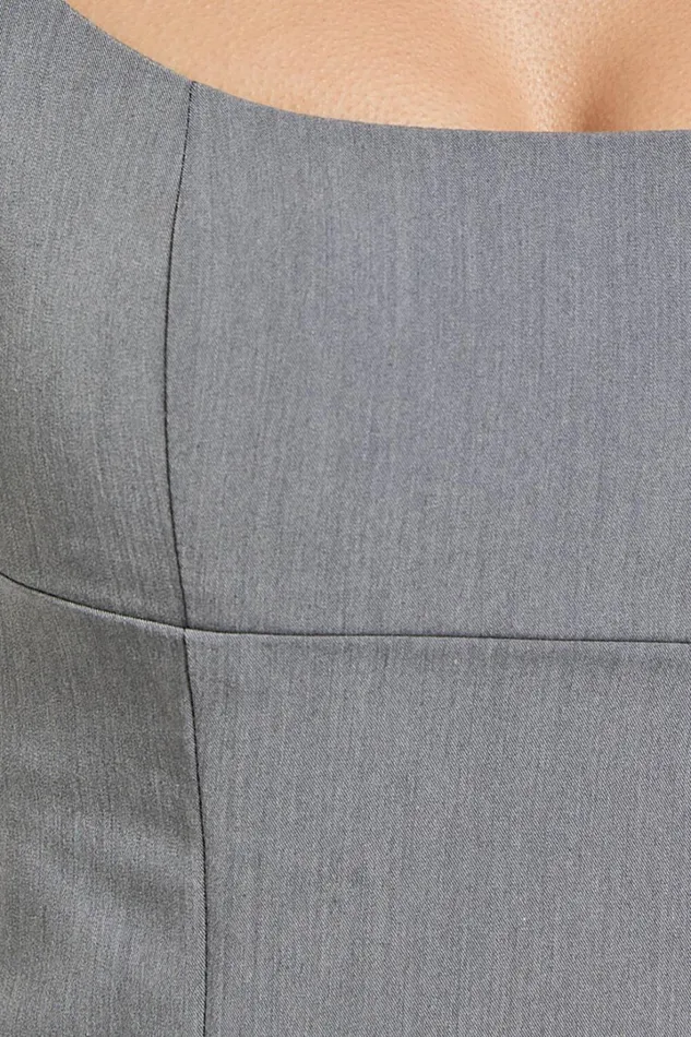 Pauline Top 8211 Square Neck Cap Sleeve Tailored Top In Grey Women Showpo Tops