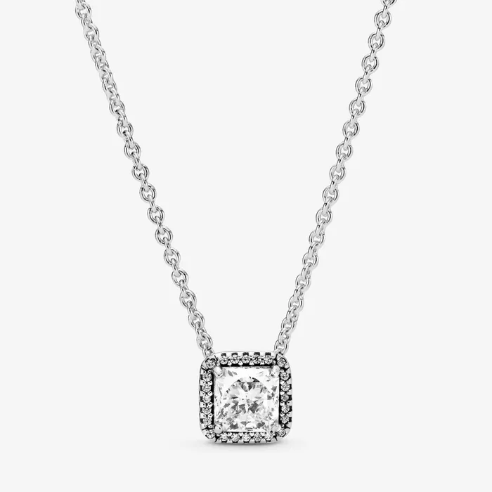 Pendant Necklaces Women Pandora Square Sparkle Halo Necklace