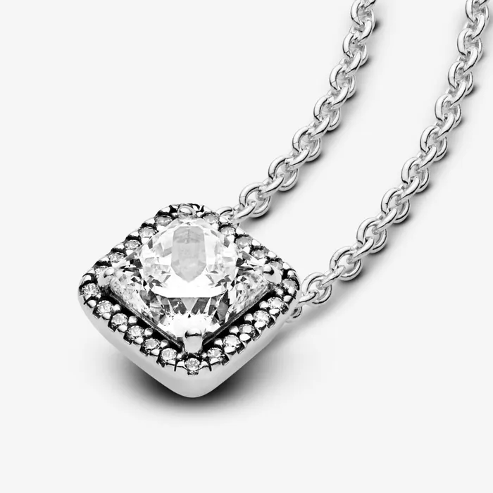 Pendant Necklaces Women Pandora Square Sparkle Halo Necklace