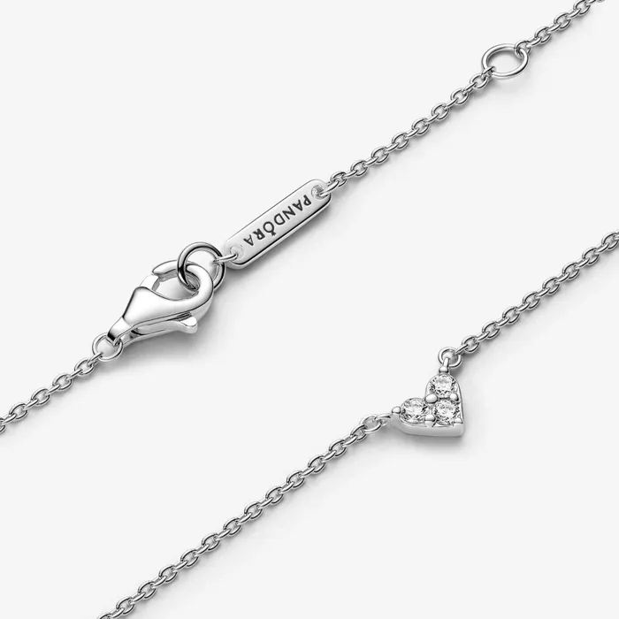 Pendant Necklaces Women Pandora Triple Stone Heart Collier Necklace Sterling Silver