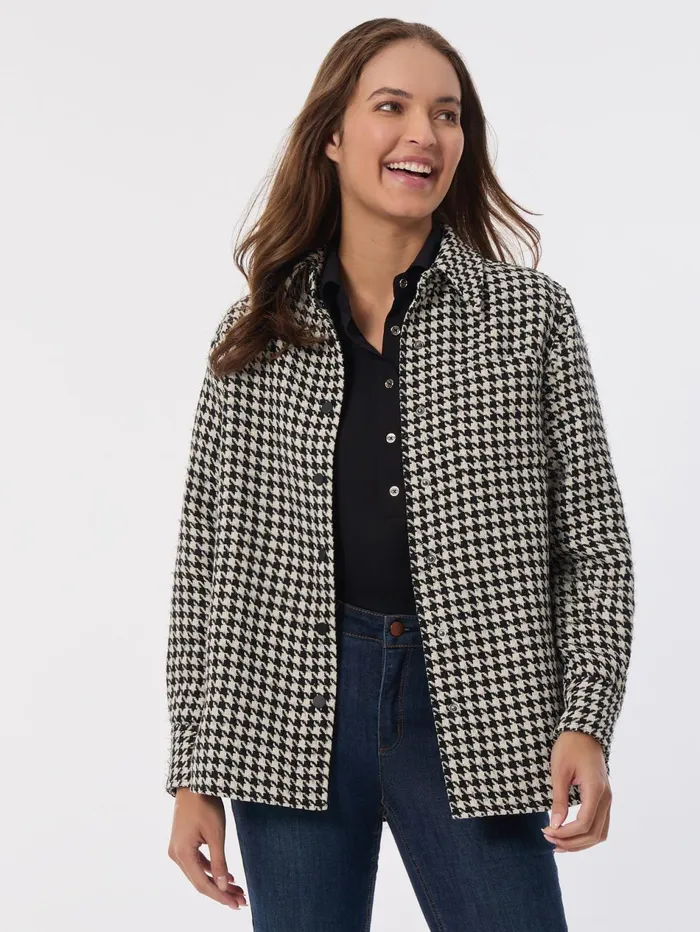 Petite Houndstooth ButtonFront Shacket Women Jones New York Petite Outerwear Petite Houndstooth ButtonFront Shacket Women Jones New York Petite Outerwear