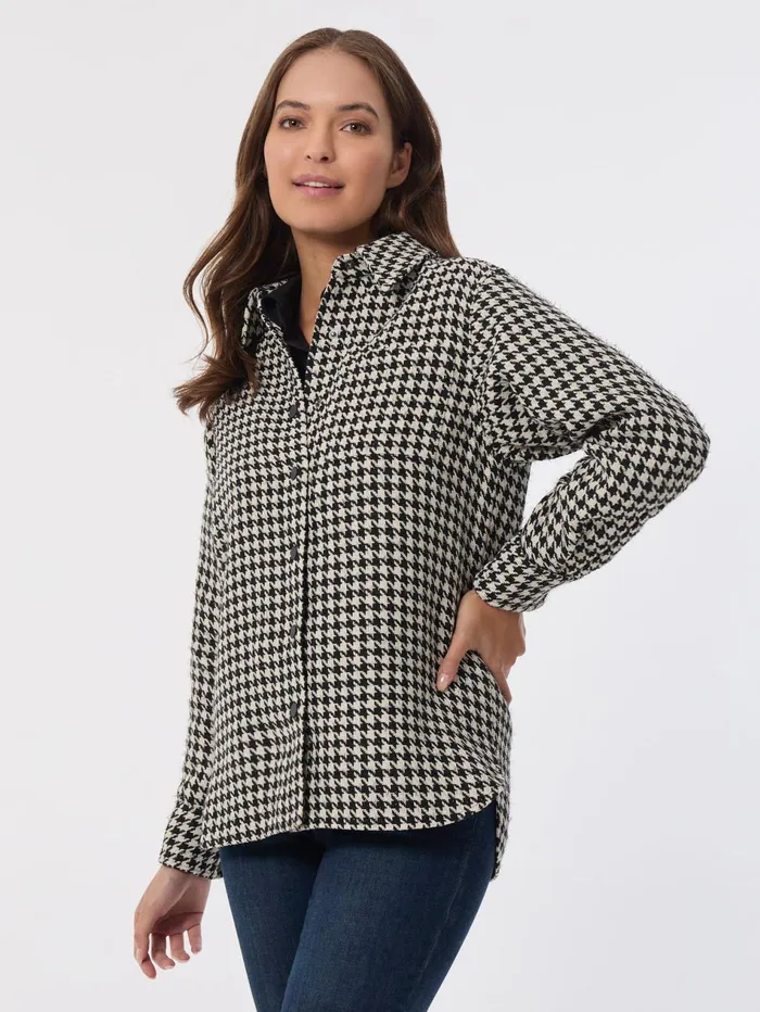 Petite Houndstooth ButtonFront Shacket Women Jones New York Petite Outerwear Petite Houndstooth ButtonFront Shacket Women Jones New York Petite Outerwear
