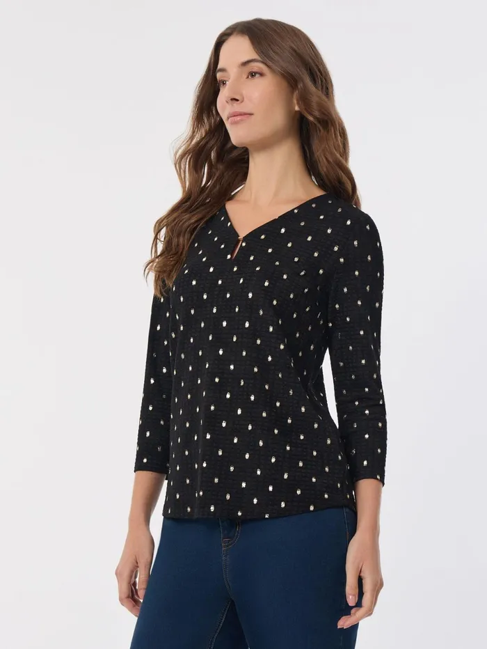 Plus Keyhole Neckline Sparkle Accent Top Women Jones New York Plus Tops Plus Keyhole Neckline Sparkle Accent Top Women Jones New York Plus Tops
